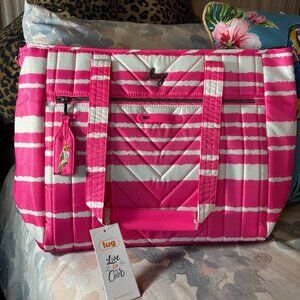 Lug Convertible Carryall Tote Paddle in Magenta Stripe New w/ Tags